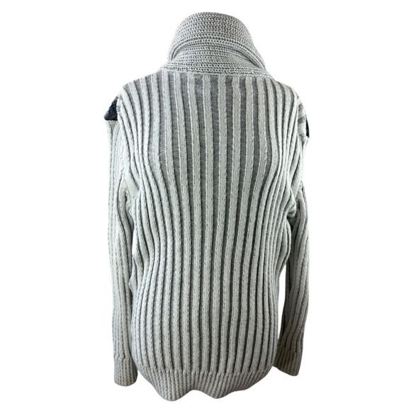 LCR Chunky Knit Thick Cardigan Sweater Jacket Large Cable Knit Ribbed Buckle - Picture 9 of 13